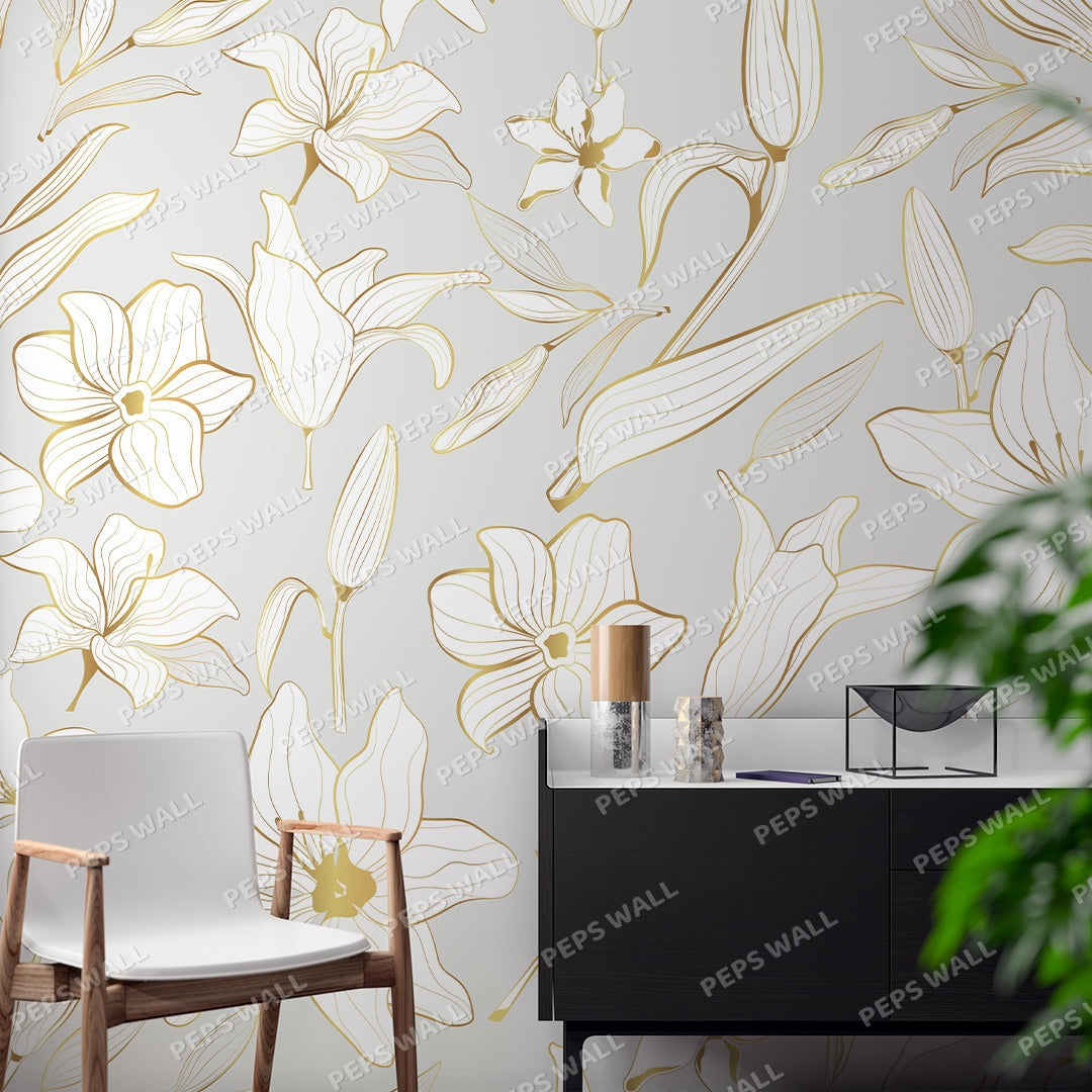 Gold Bloom — neutral wallpaper Dubai, Peps Wall