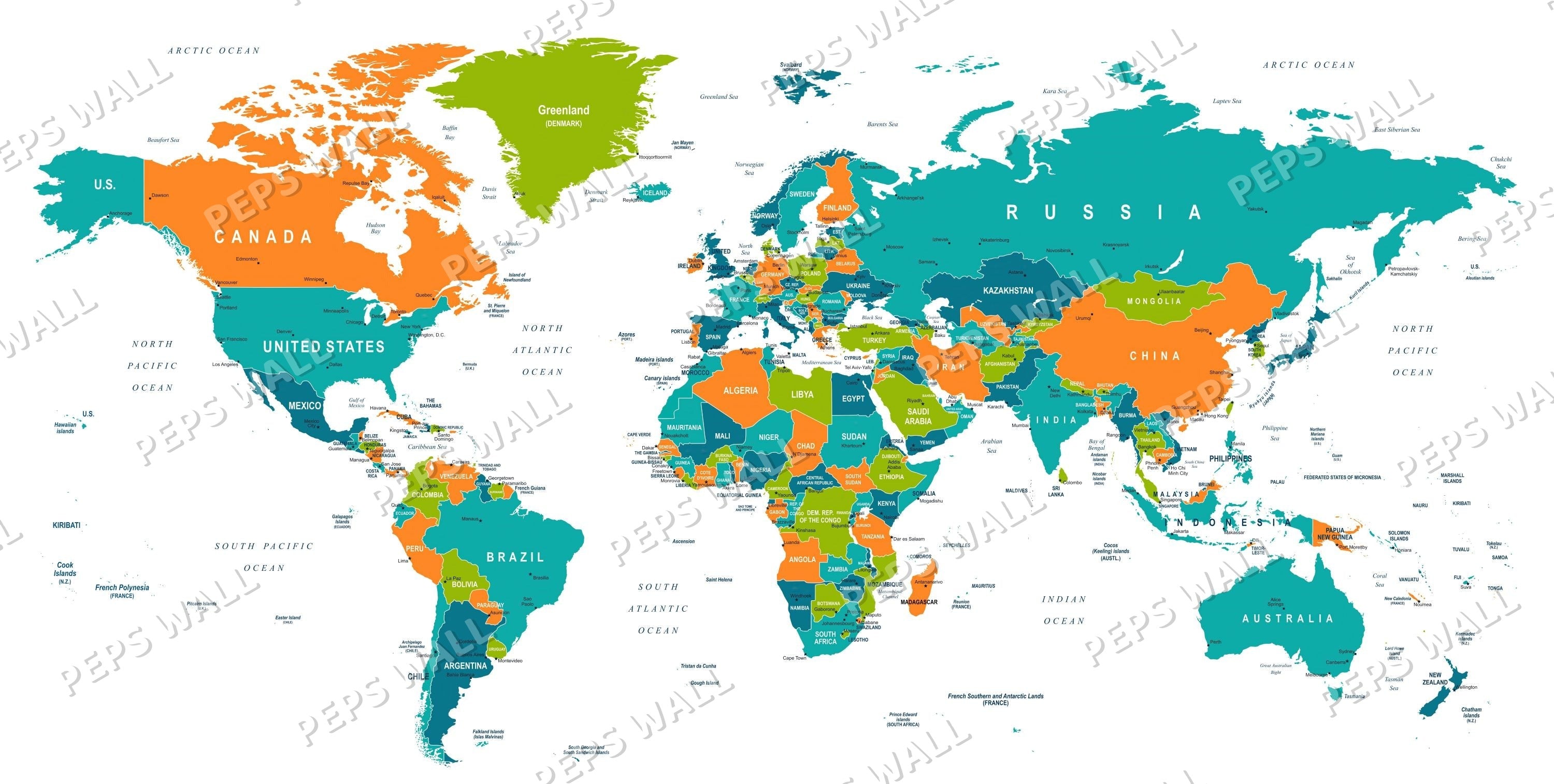 World map - colored