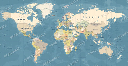 World map - countries — world map wallpaper Dubai, Peps Wall