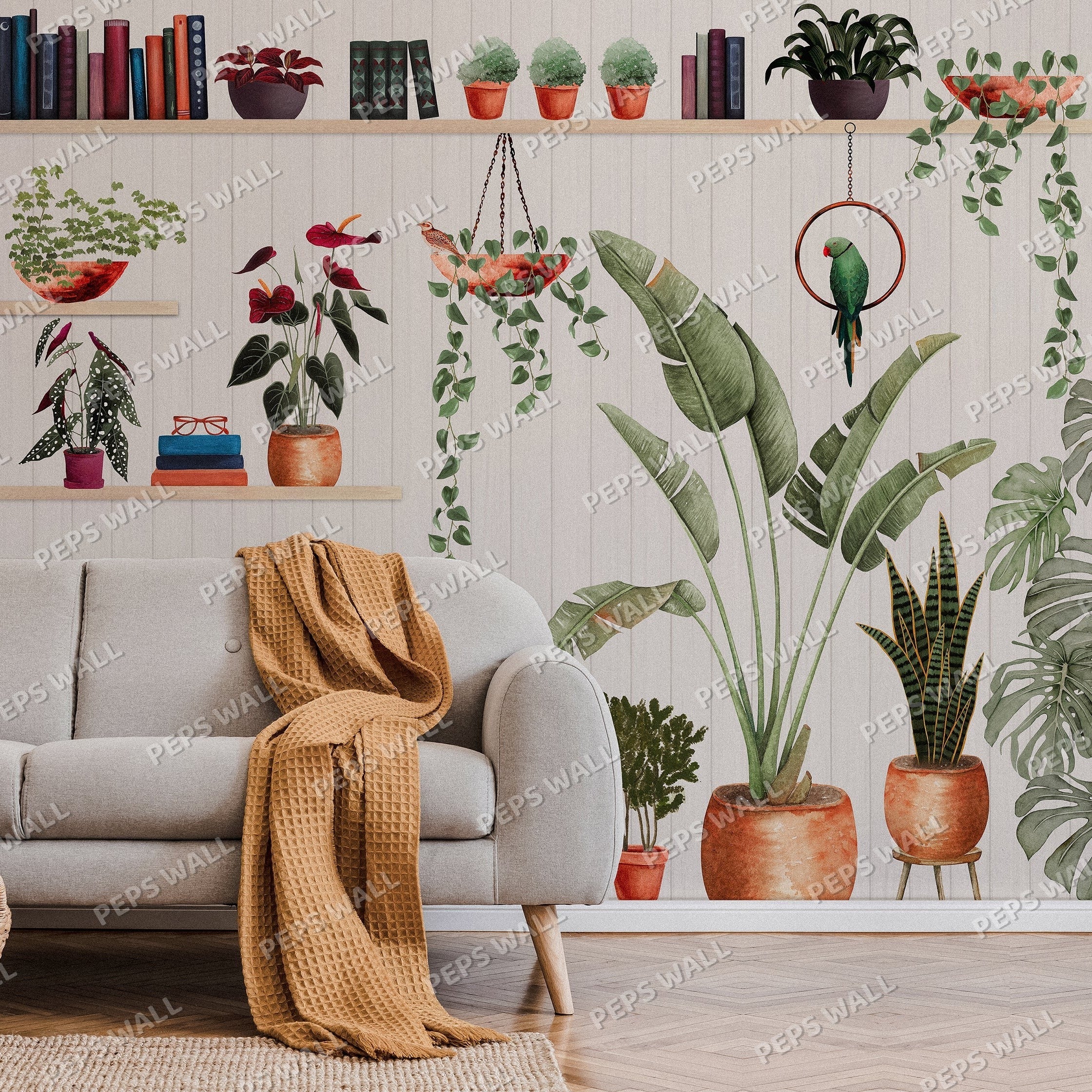Pots et Plantes — floral wallpaper Dubai, Peps Wall