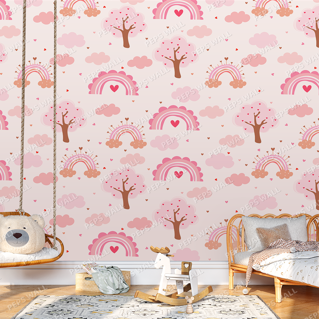Pink Trees and Rainbows — princess wallpaper Dubai, Peps Wall