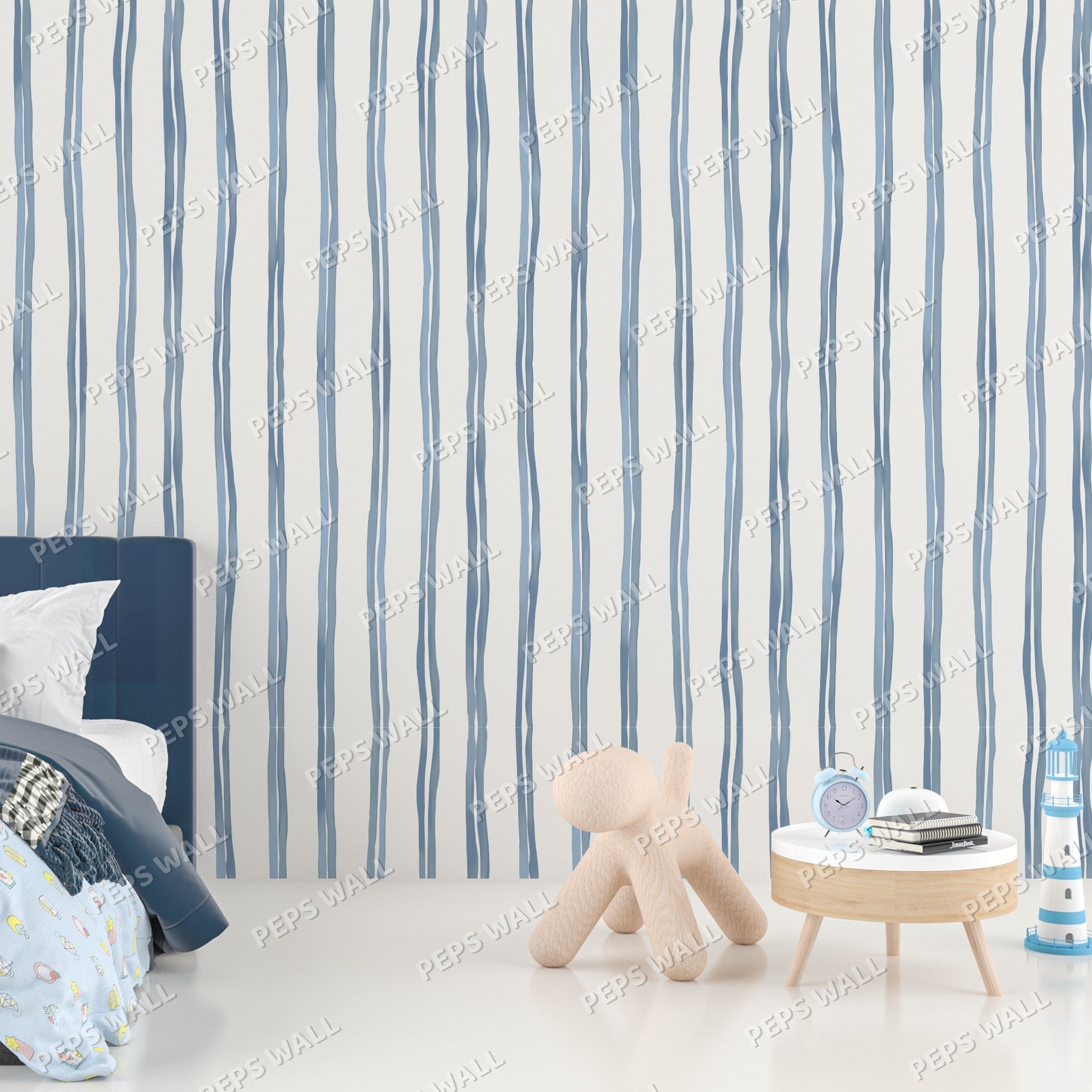 Blue Waves — kids pattern wallpaper Dubai, Peps Wall