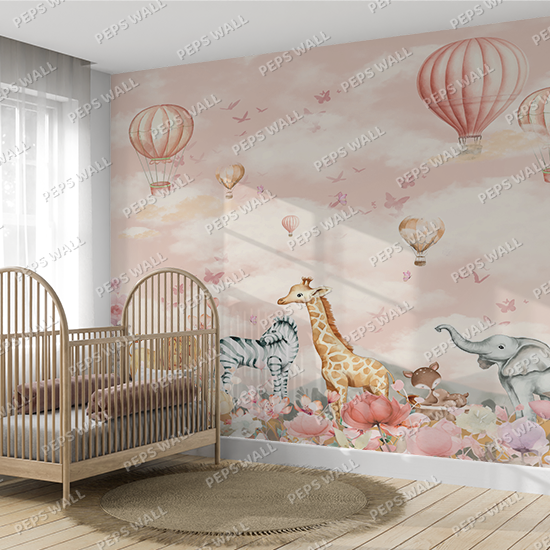 Pink Wonderland — kids space wallpaper Dubai, Peps Wall