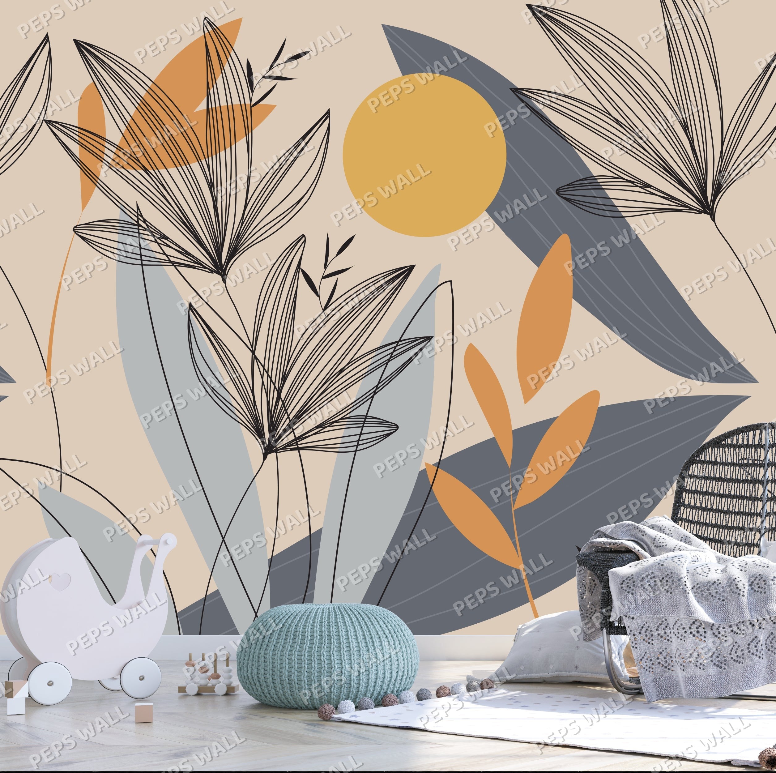 Wild Grace — warm neutral wallpaper Dubai, Peps Wall