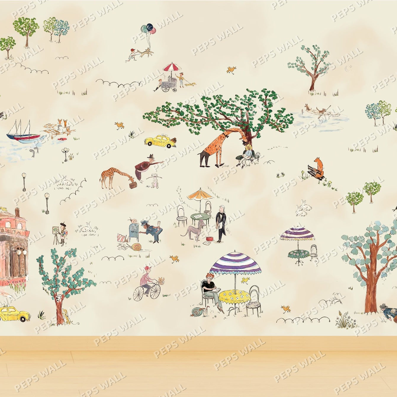 The Storybook Landscape — kids world map wallpaper Dubai, Peps Wall