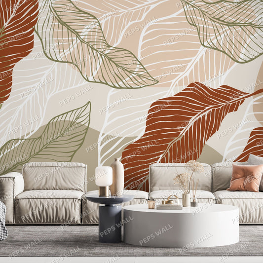 Brown Tropical Leaves — chinoiserie wallpaper Dubai, Peps Wall
