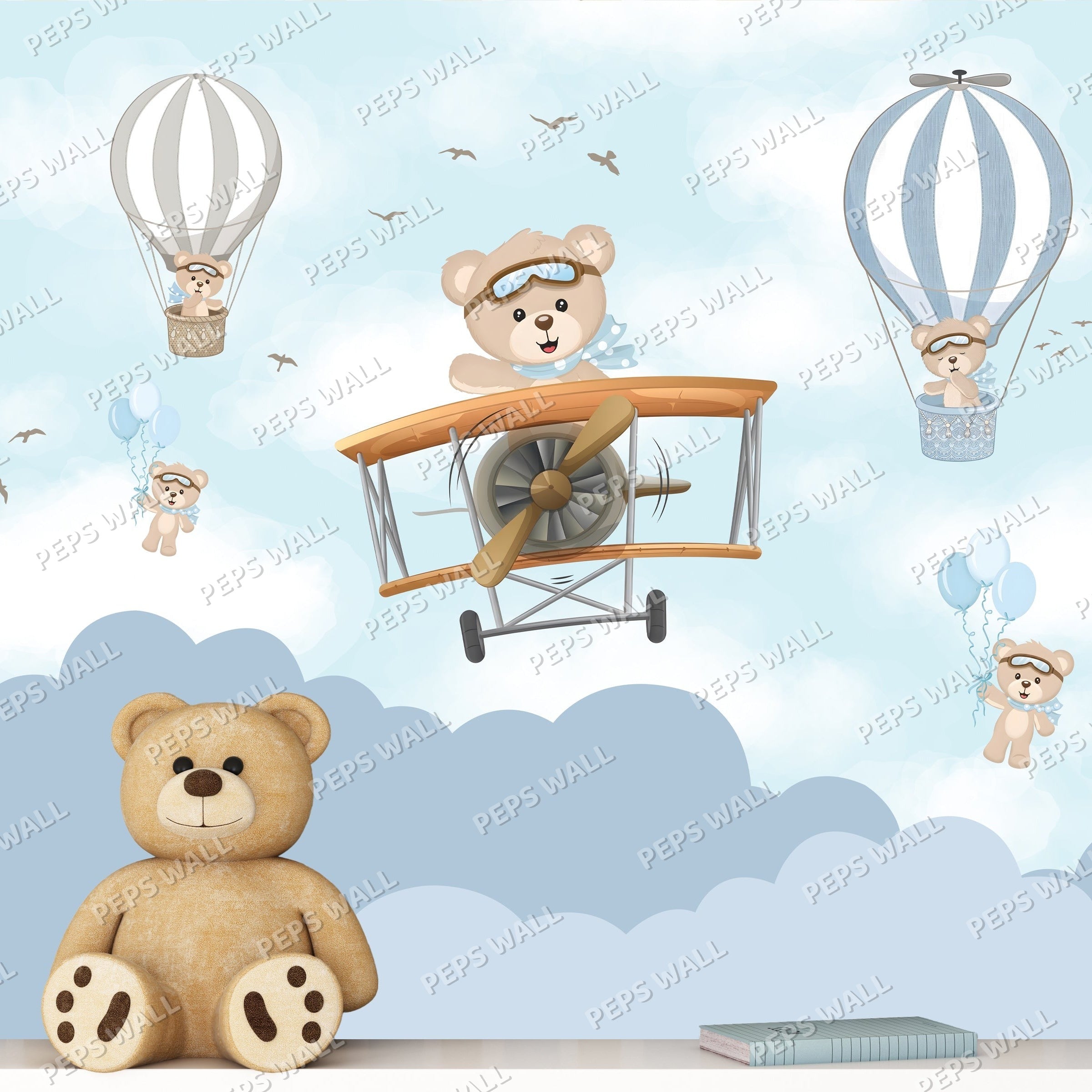Teddy Adventure — kids space wallpaper Dubai, Peps Wall