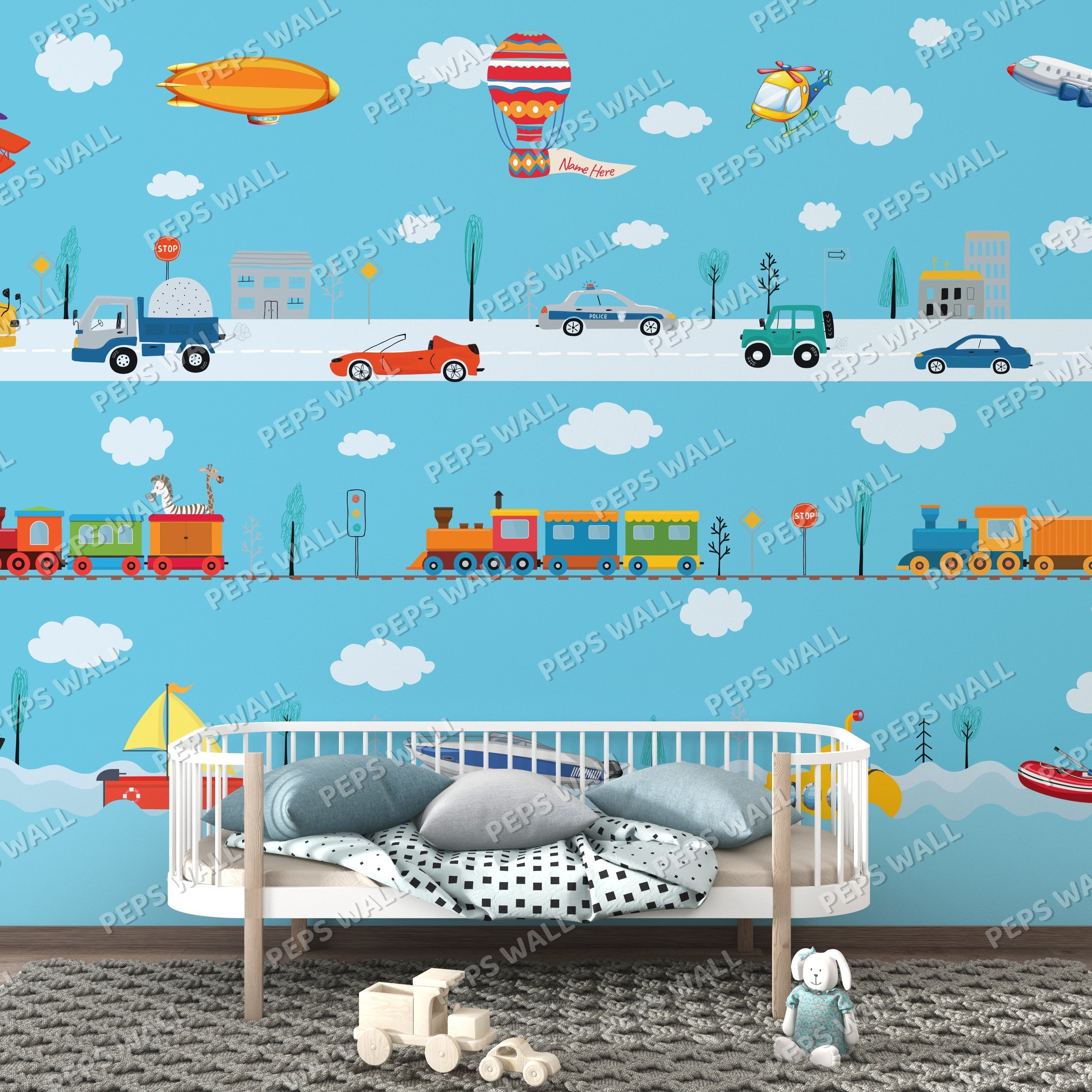 Let's Drive! — kids car wallpaper Dubai, Peps Wall