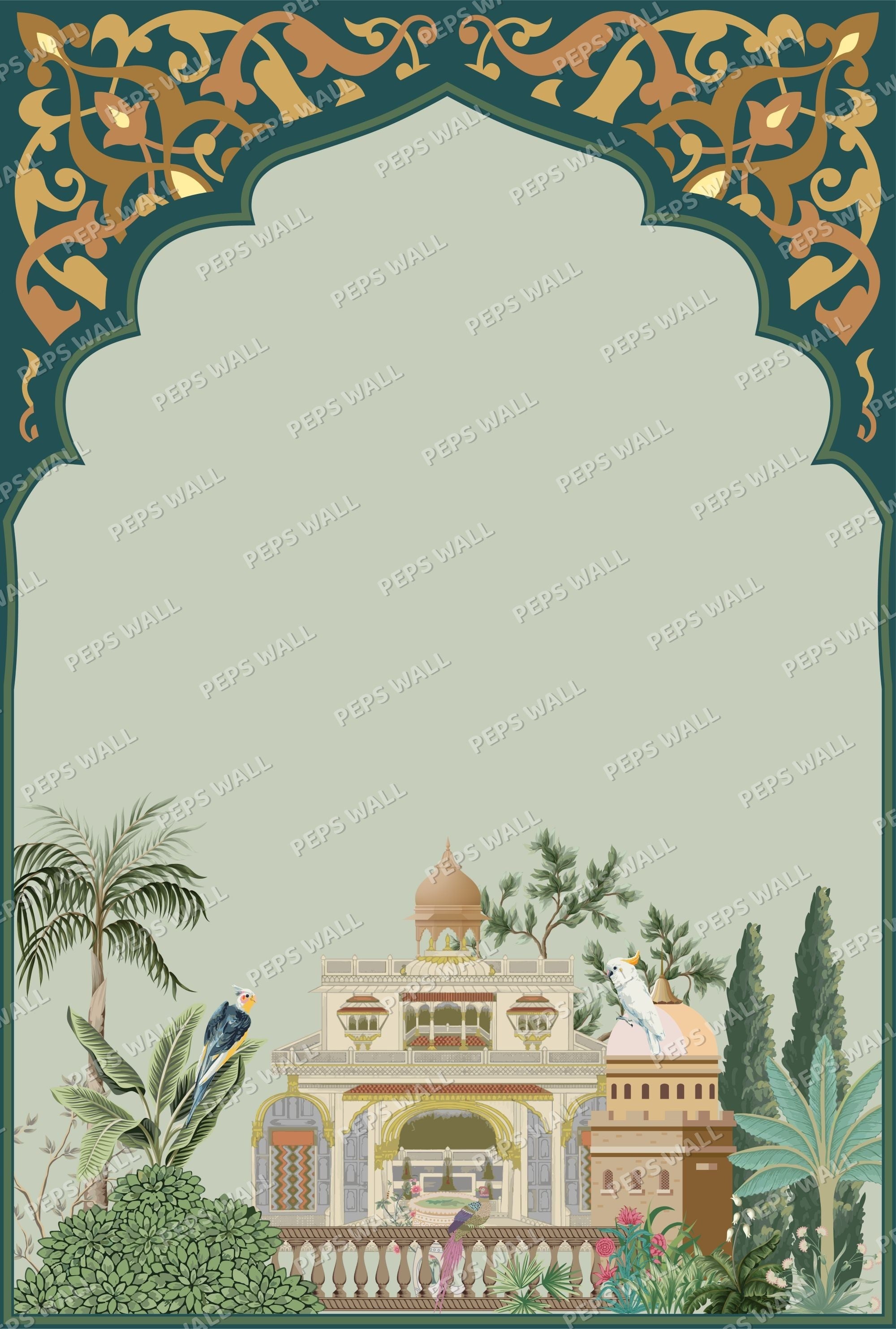 Mughal Arch #2 — boho wallpaper Dubai, Peps Wall