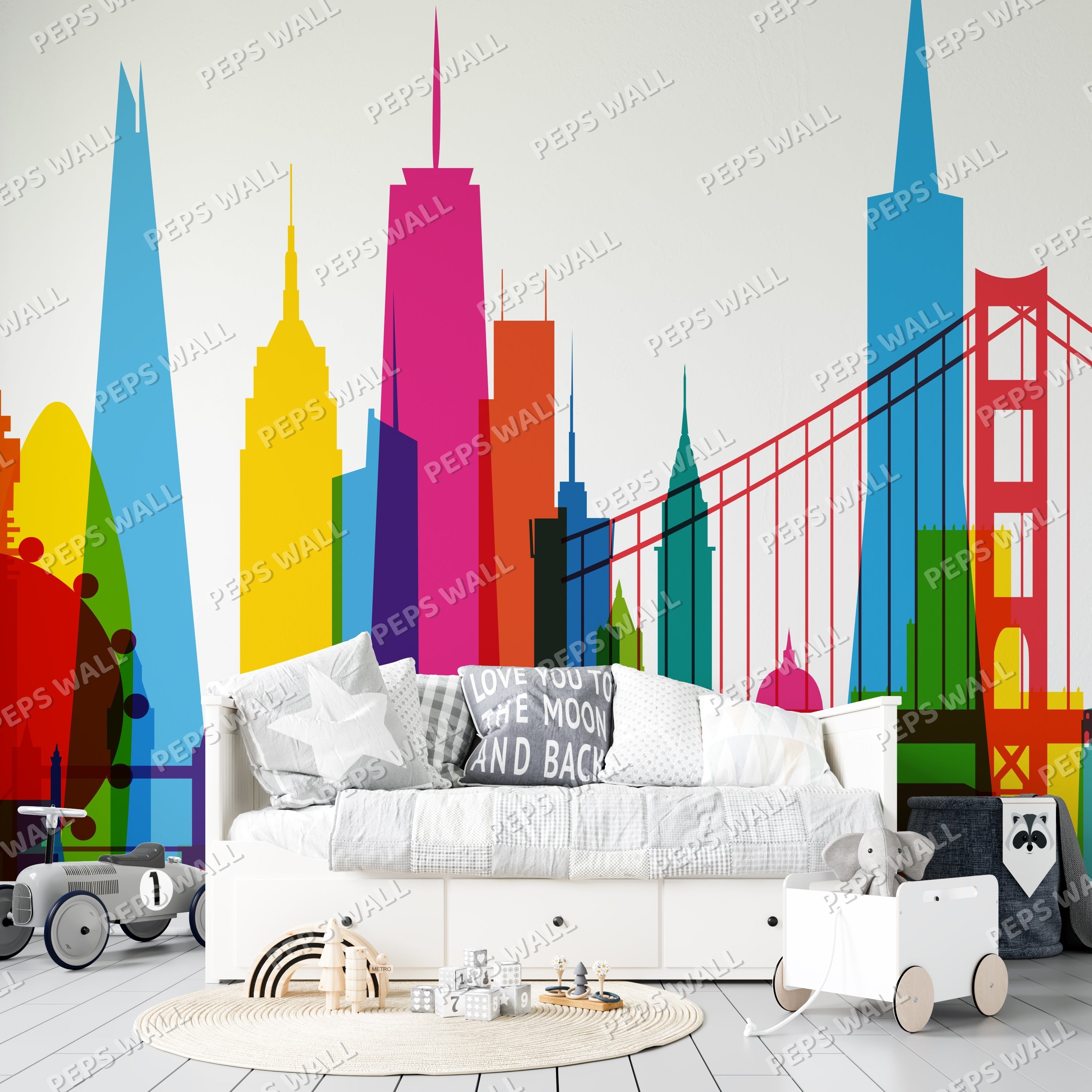 Multi City — geometric wallpaper Dubai, Peps Wall