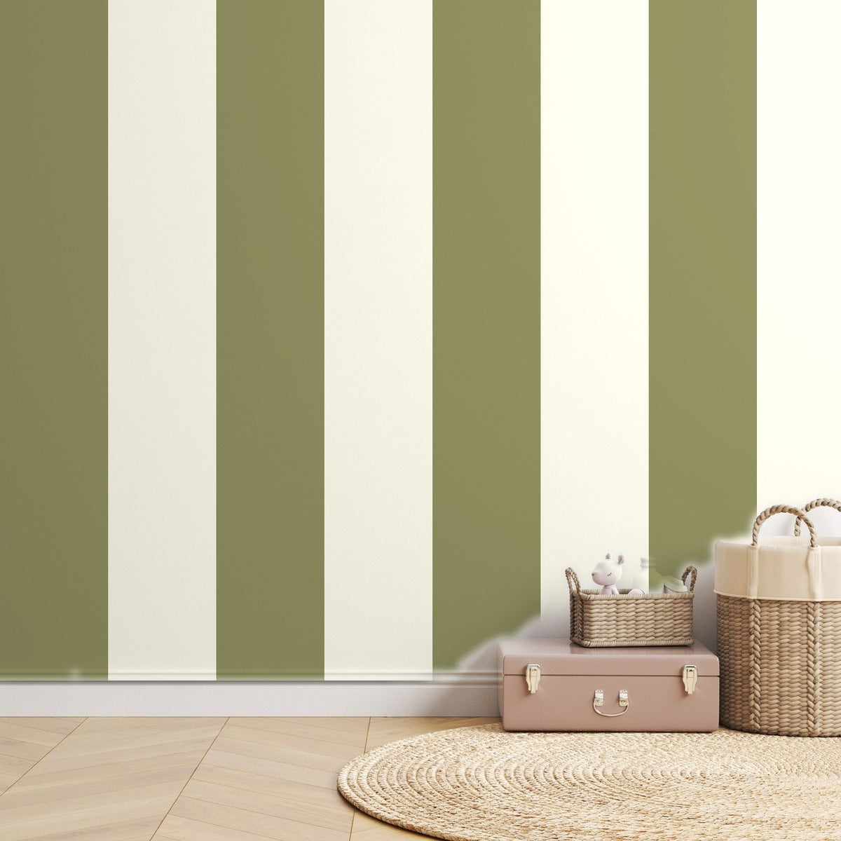 Olive Stripe Cabana — room mockup