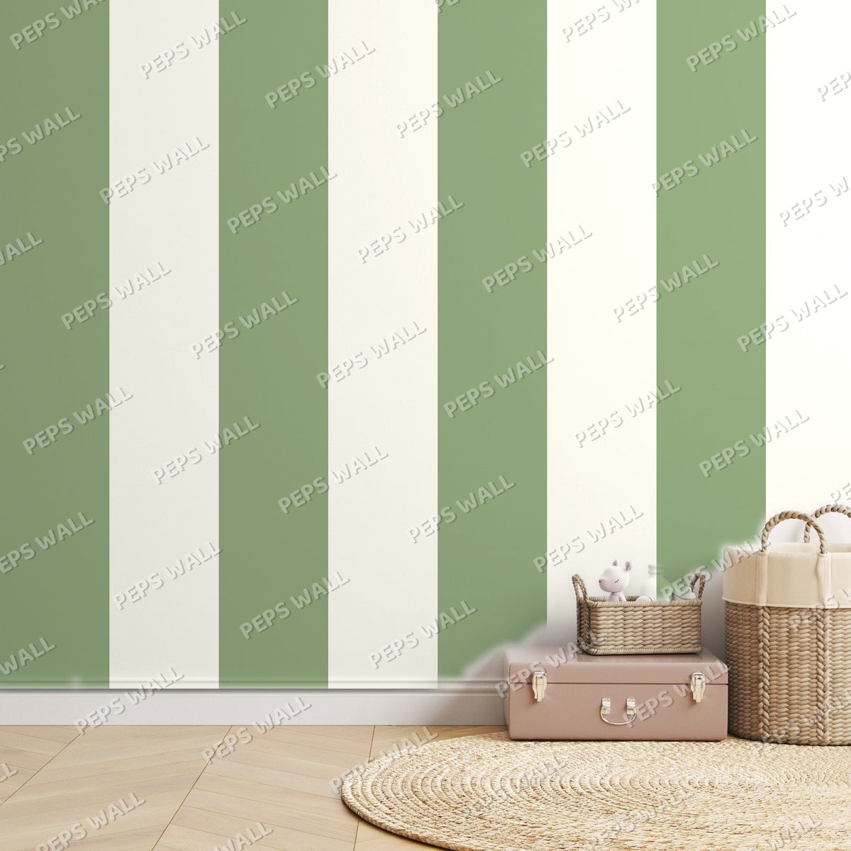 Sage Stripe Cabana — room mockup