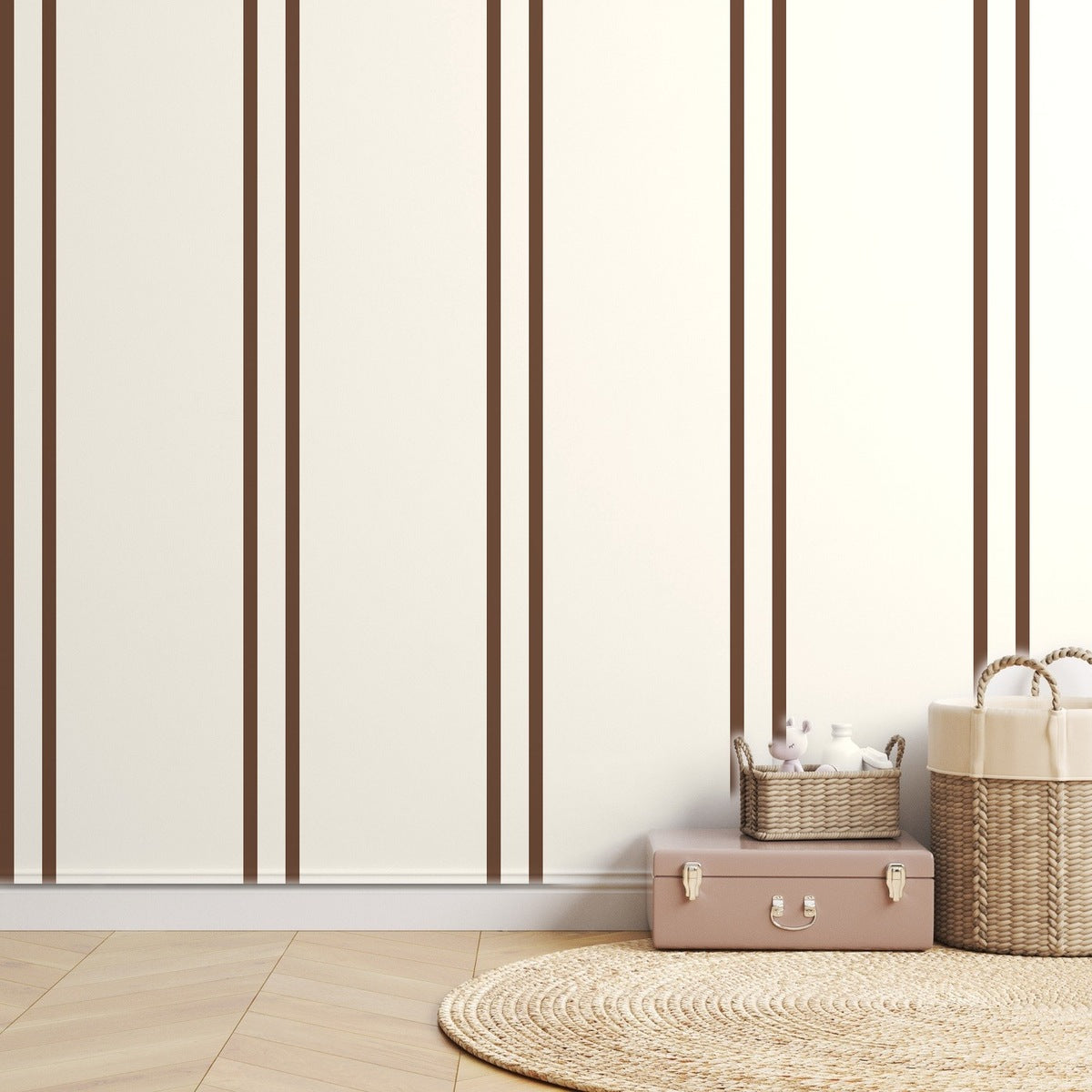 Cocoa Stripe Banker — room mockup