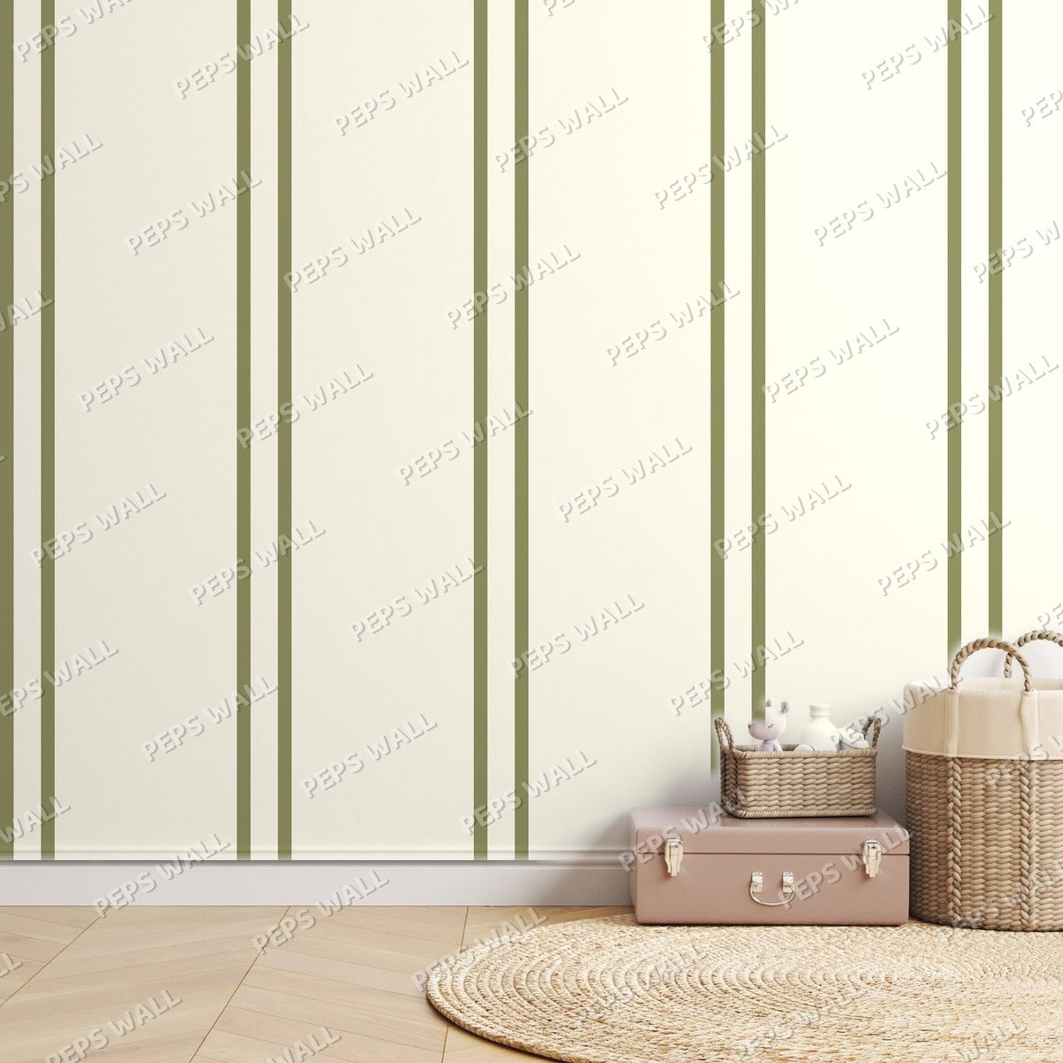 Olive Stripe Banker — room mockup