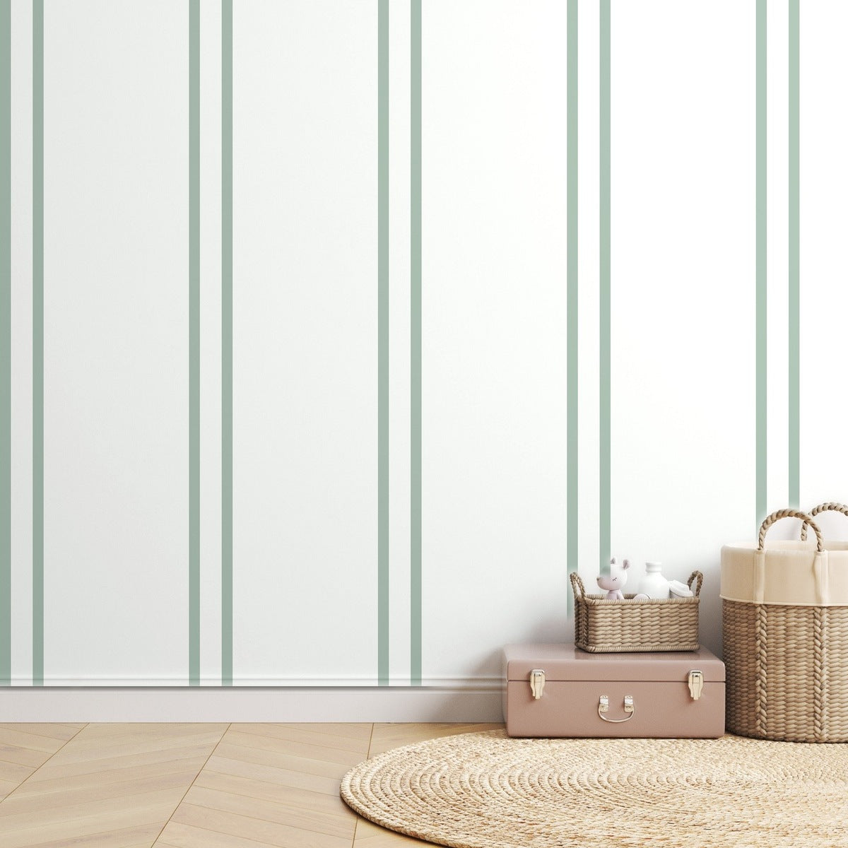 Green Stripe Banker — room mockup