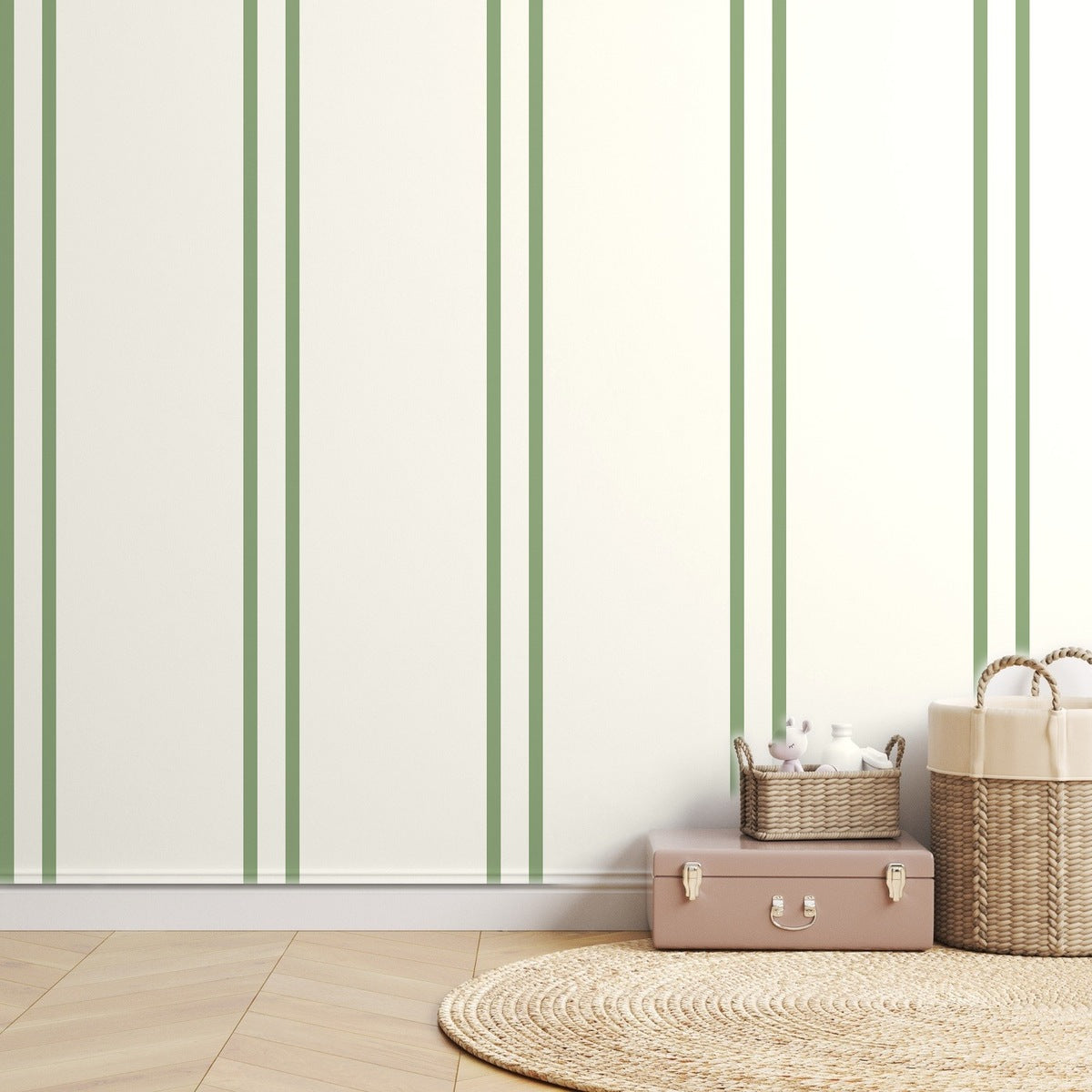 Sage Stripe Banker — room mockup