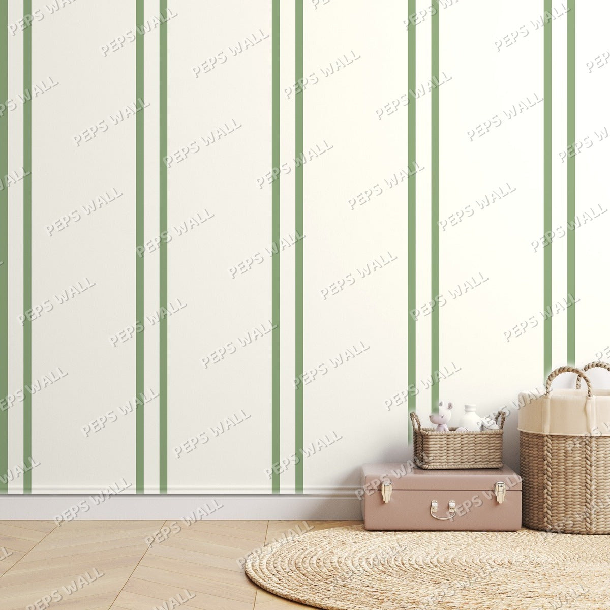 Sage Stripe Banker — room mockup