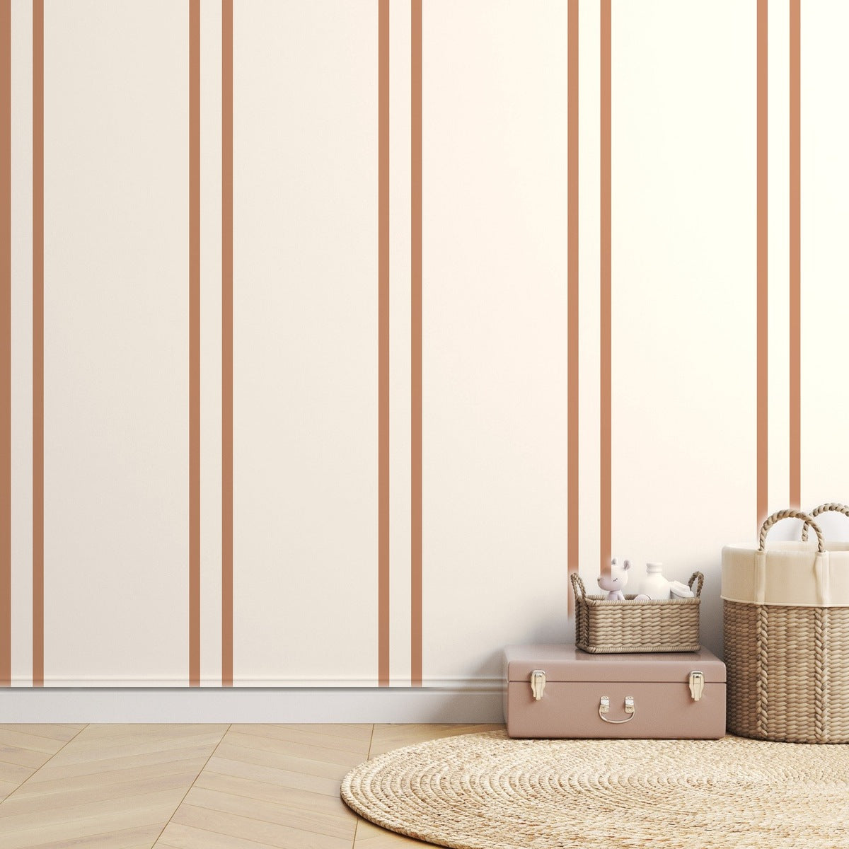 Terracotta Stripe Banker — room mockup