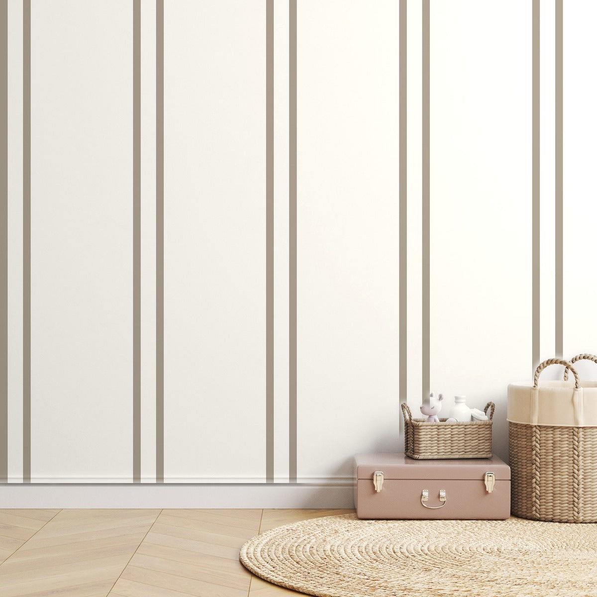 Greige Stripe Banker — room mockup