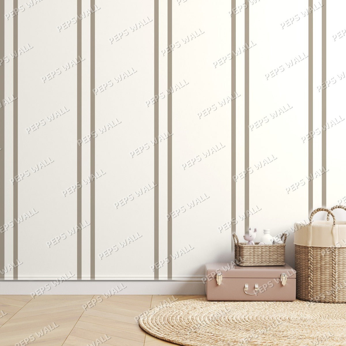 Greige Stripe Banker — room mockup
