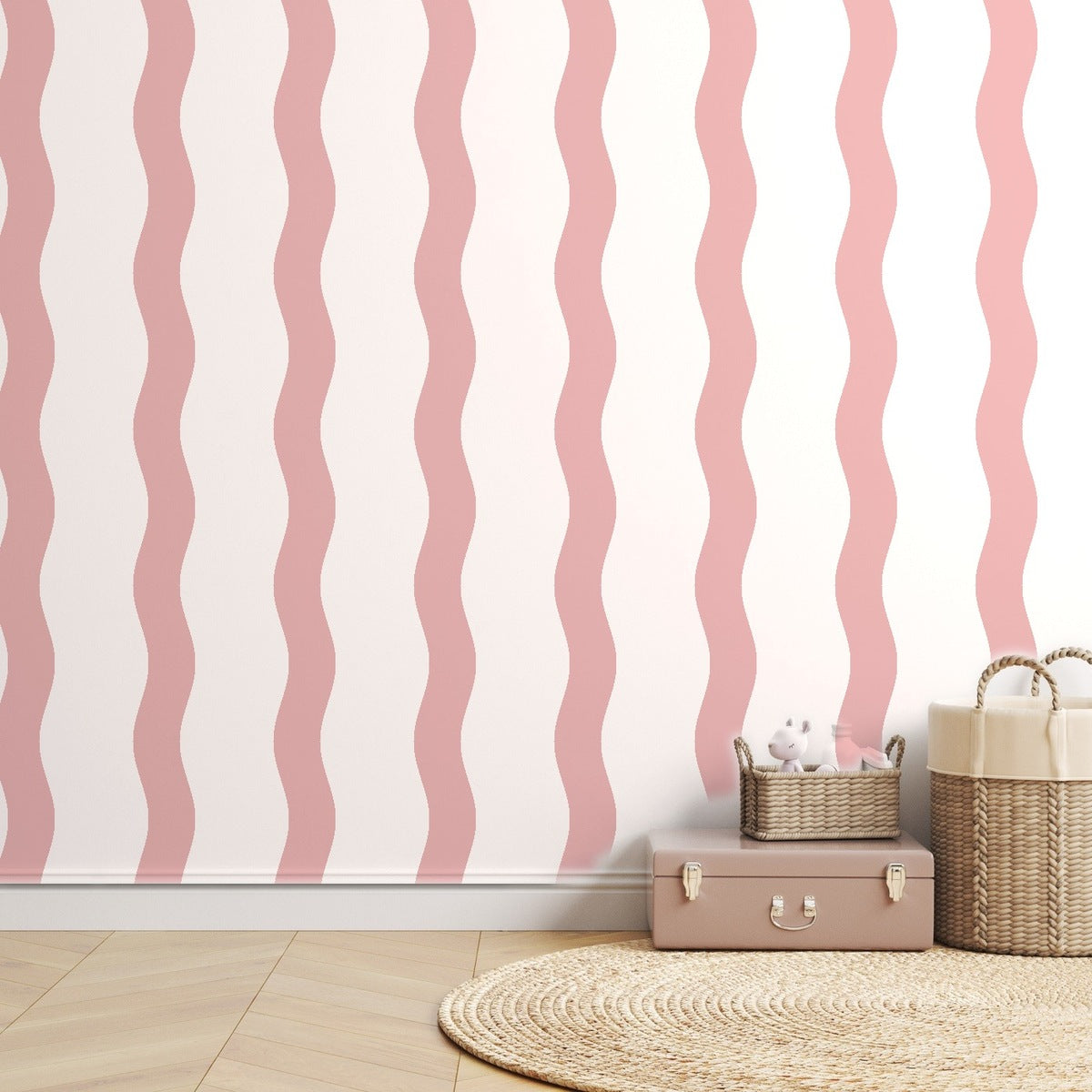 Pink Stripe Handdrawn — room mockup