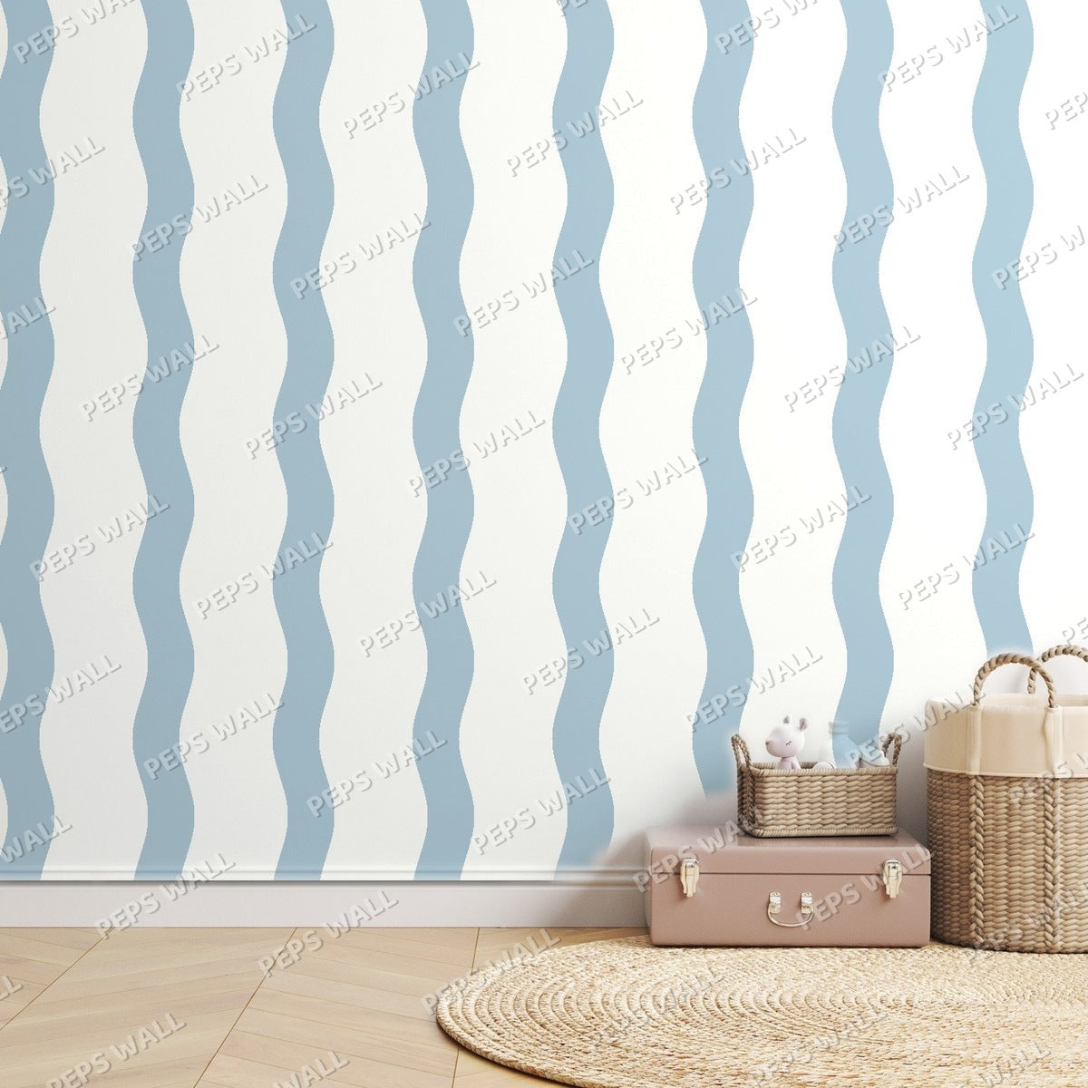 Blue Stripe Handdrawn — room mockup