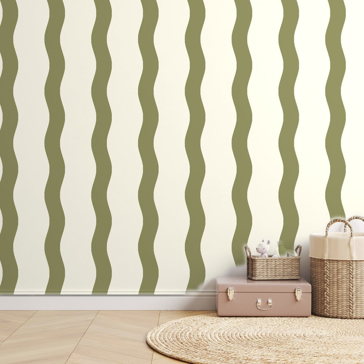 Olive Stripe Handdrawn — room mockup