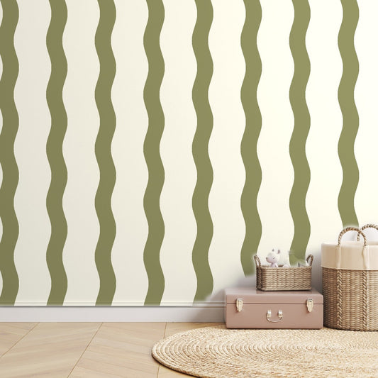 Olive Stripe Handdrawn — room mockup