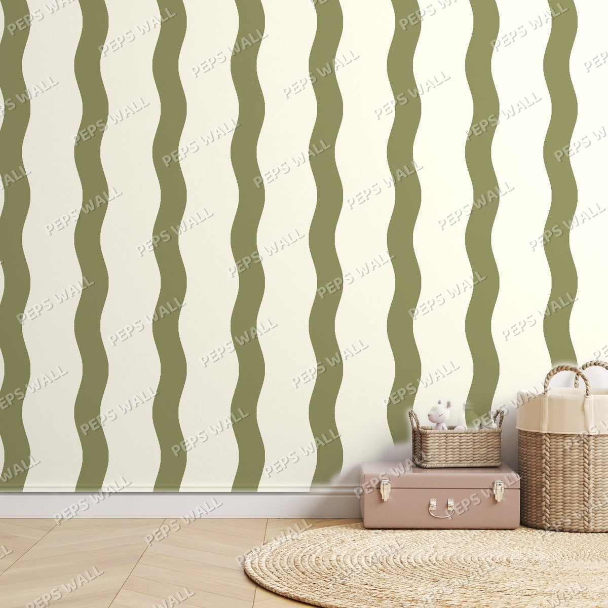 Olive Stripe Handdrawn — room mockup