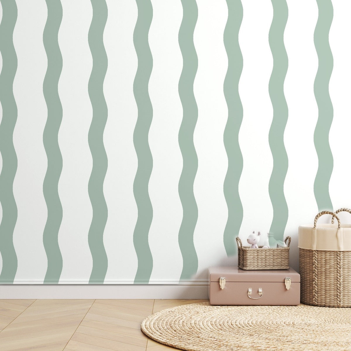 Green Stripe Handdrawn — room mockup