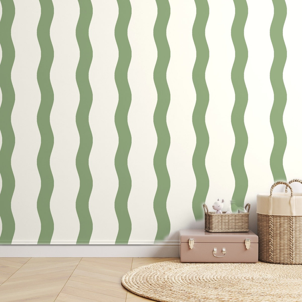 Sage Stripe Handdrawn — room mockup
