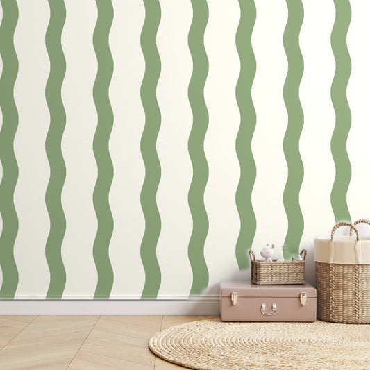 Sage Stripe Handdrawn — room mockup