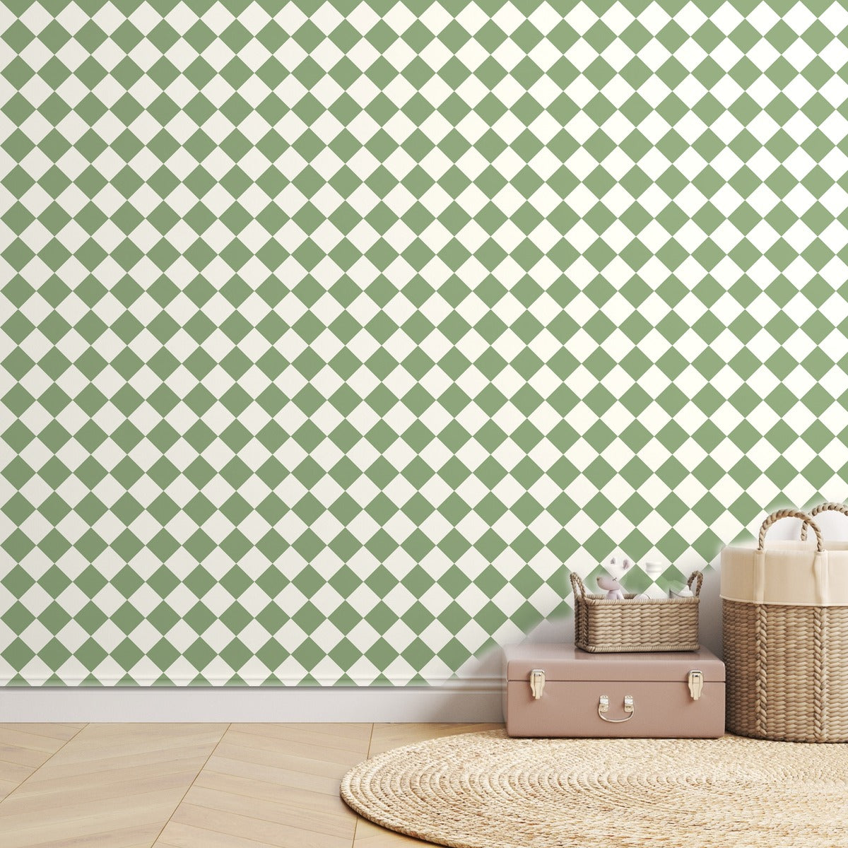 Sage Houndstooth — room mockup