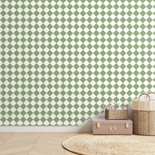 Sage Houndstooth — room mockup