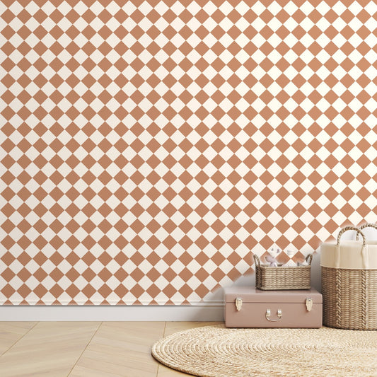 Terracotta Houndstooth — room mockup