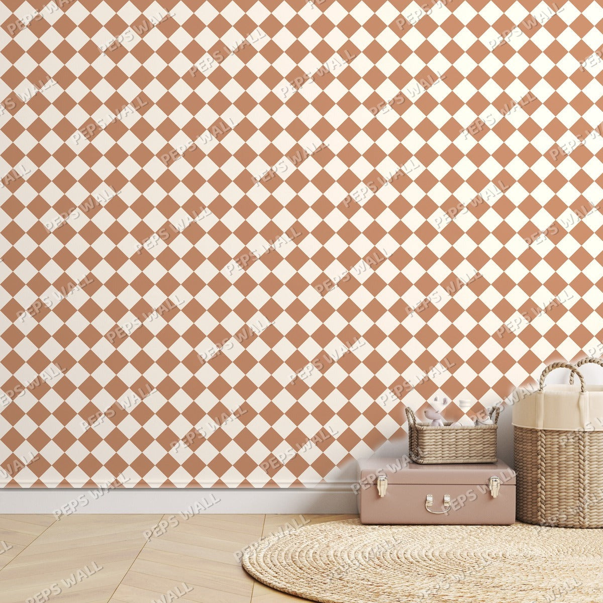 Terracotta Houndstooth — room mockup