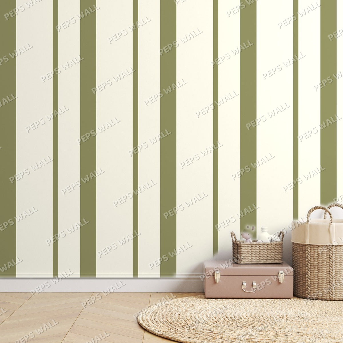Olive Stripe Rhythm — room mockup