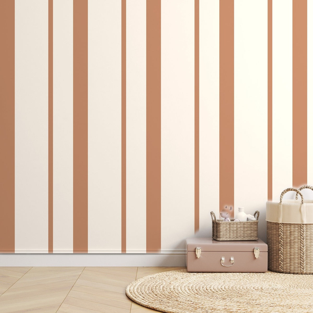 Terracotta Stripe Rhythm — room mockup