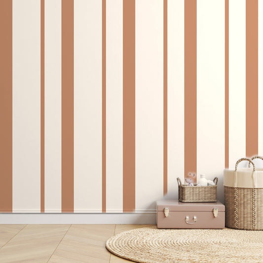 Terracotta Stripe Rhythm — room mockup
