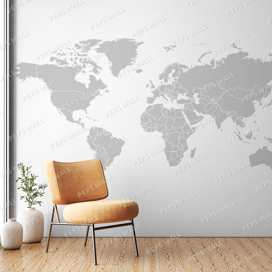World map - grey — world map wallpaper Dubai, Peps Wall