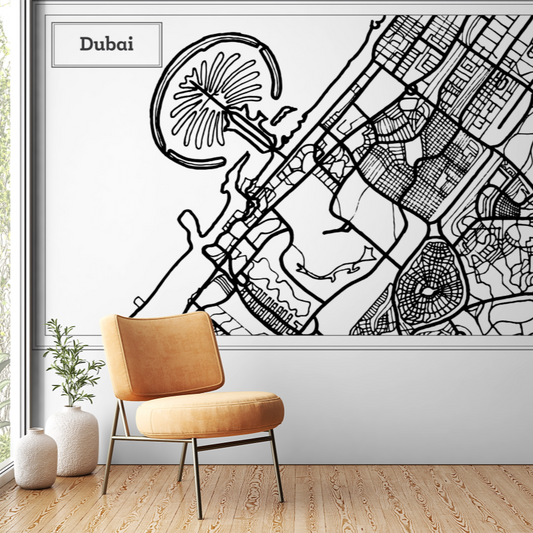 Dubai map - black & white