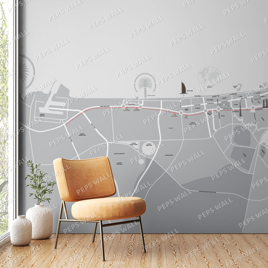 Dubai map - grey — dubai skyline wallpaper Dubai, Peps Wall