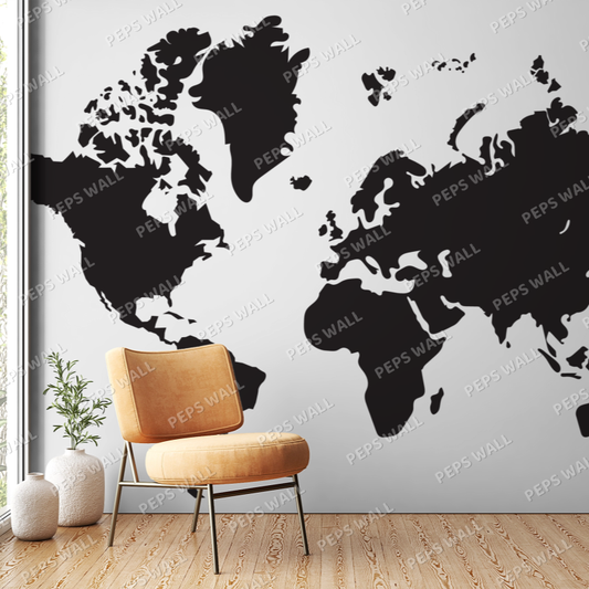 World map - black — world map wallpaper Dubai, Peps Wall