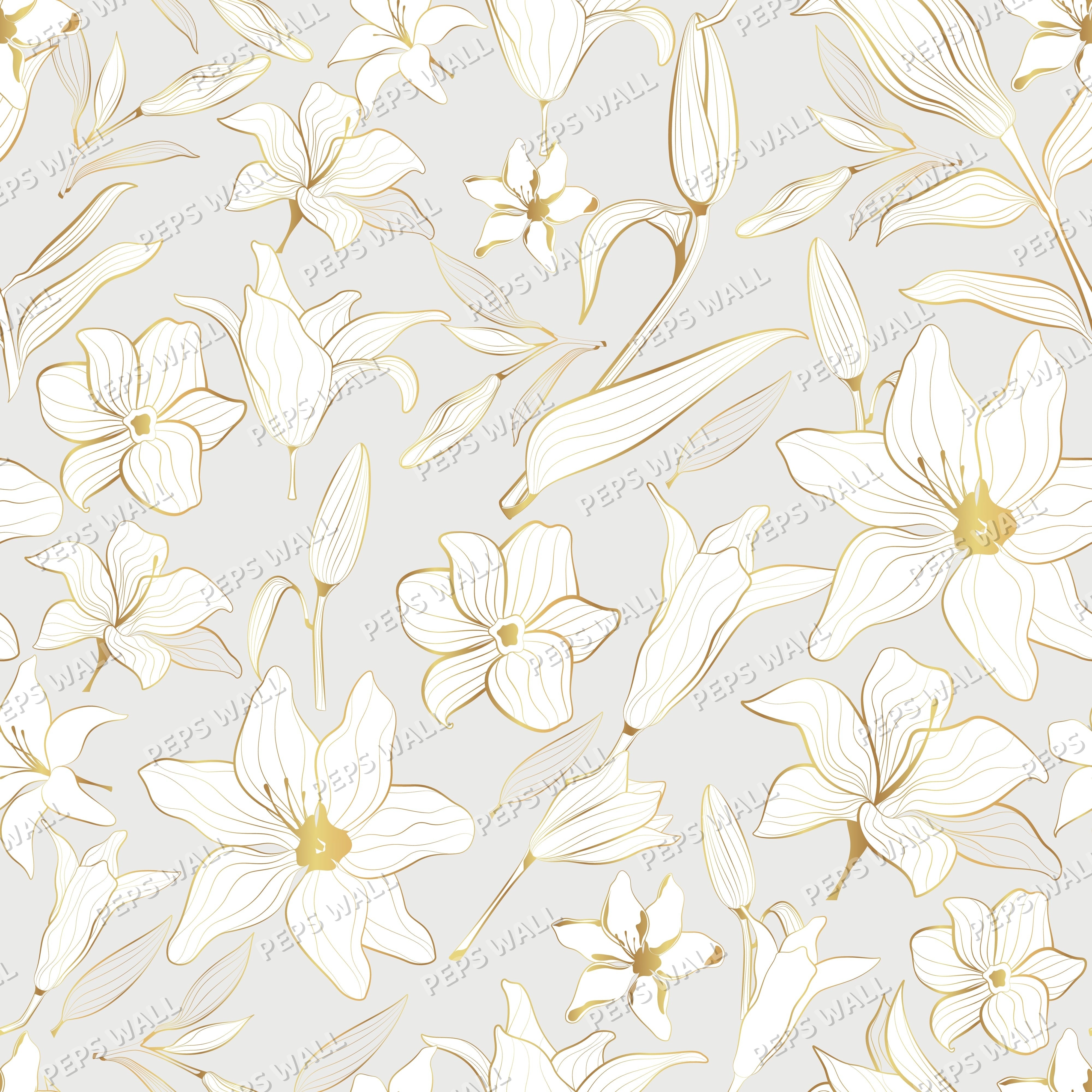White lilacs — neutral wallpaper mural, Peps Wall Dubai