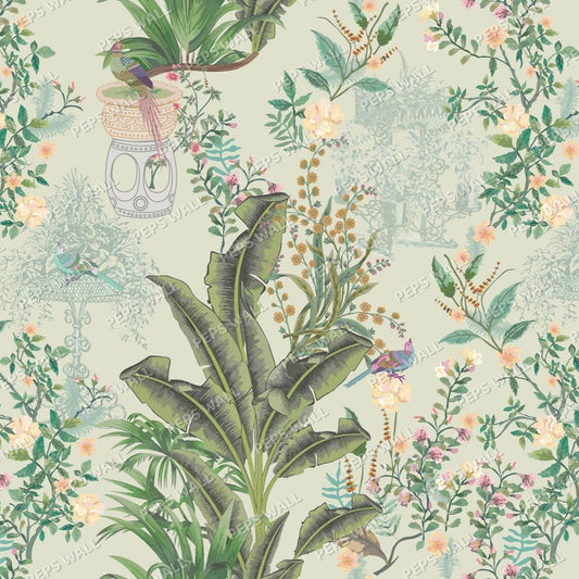 Watercolor greens — custom wallpaper mural mural, Peps Wall Dubai