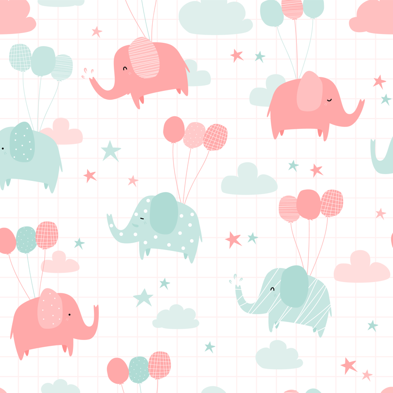 Blue & pink elephants