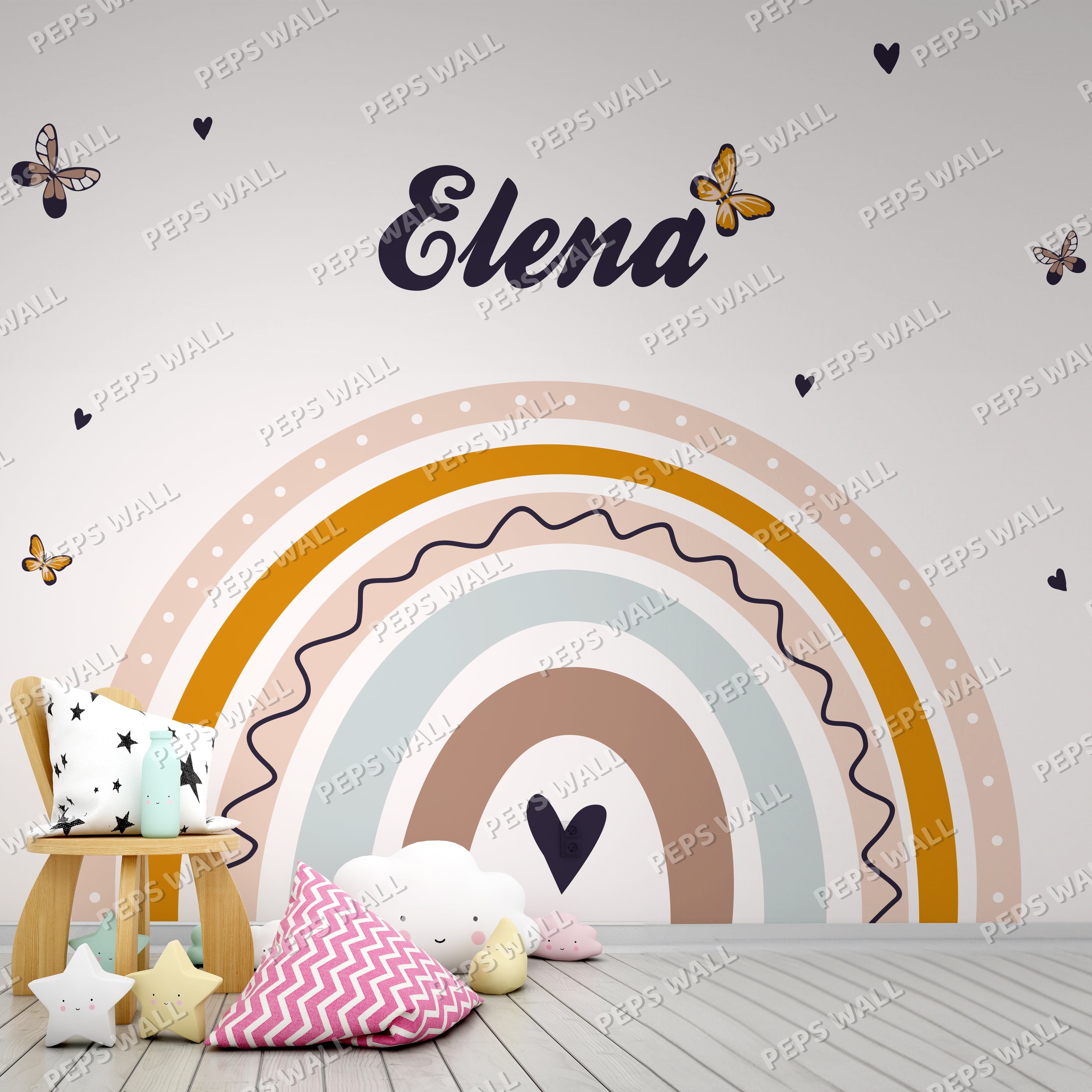 Heartful Rainbow - Multicolors — princess wallpaper Dubai, Peps Wall