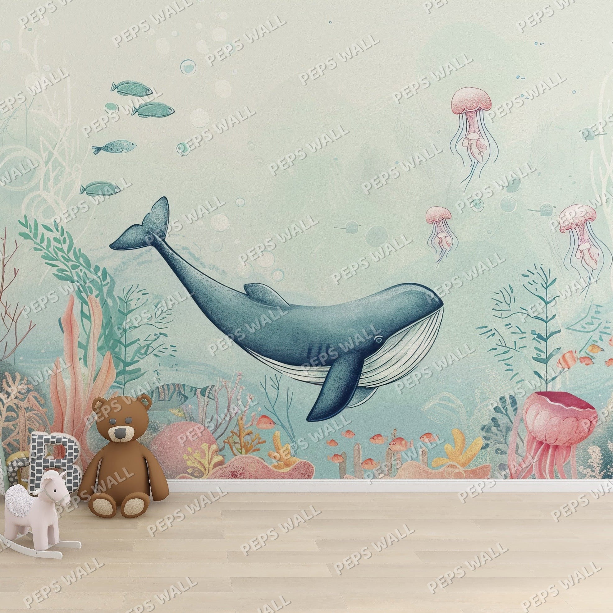 Watercolor Ocean — under the sea wallpaper Dubai, Peps Wall