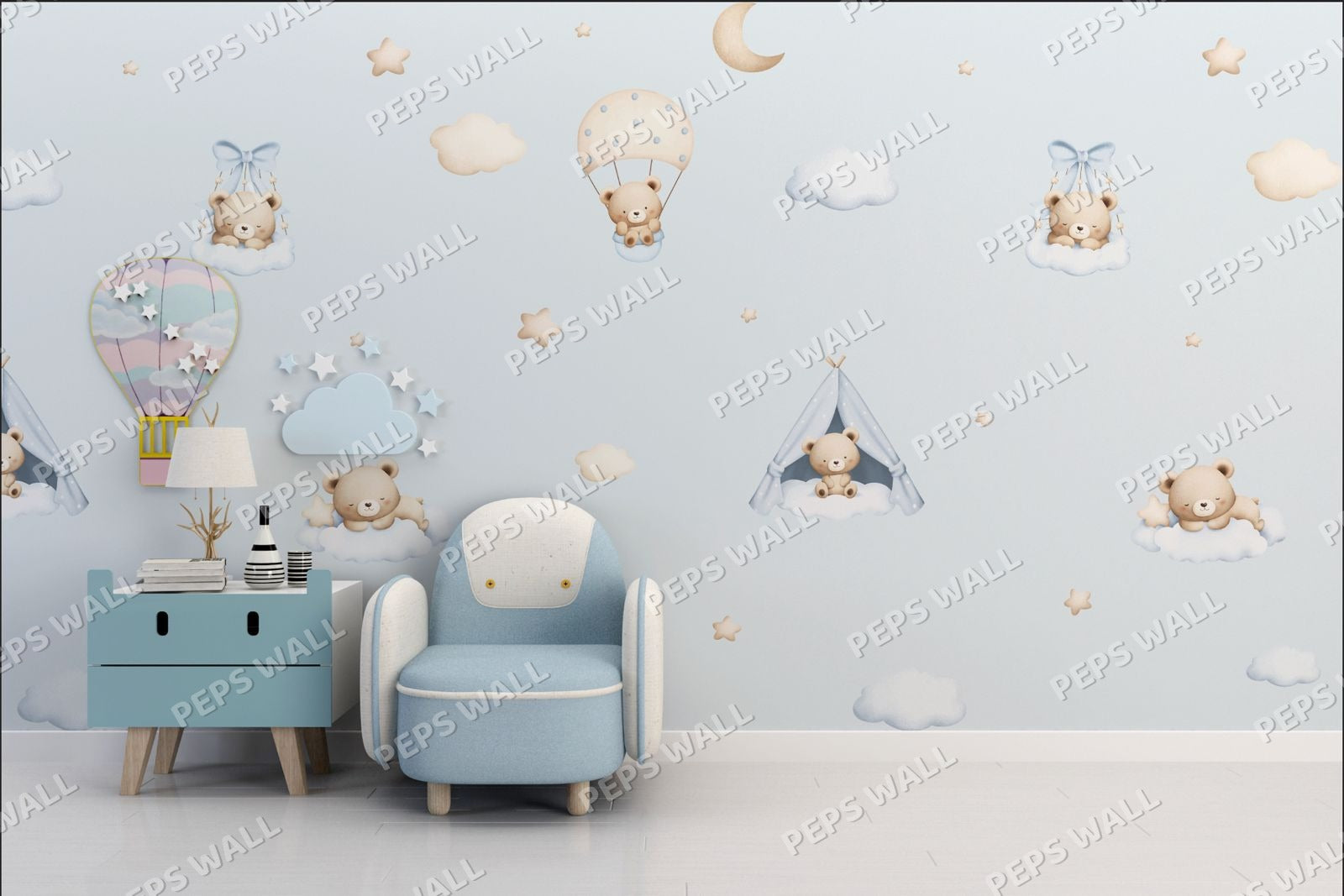 Teddy on Clouds - Blue