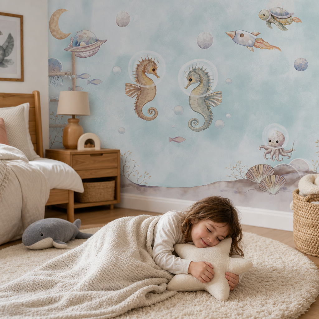 Starlit Ocean kids room mockup